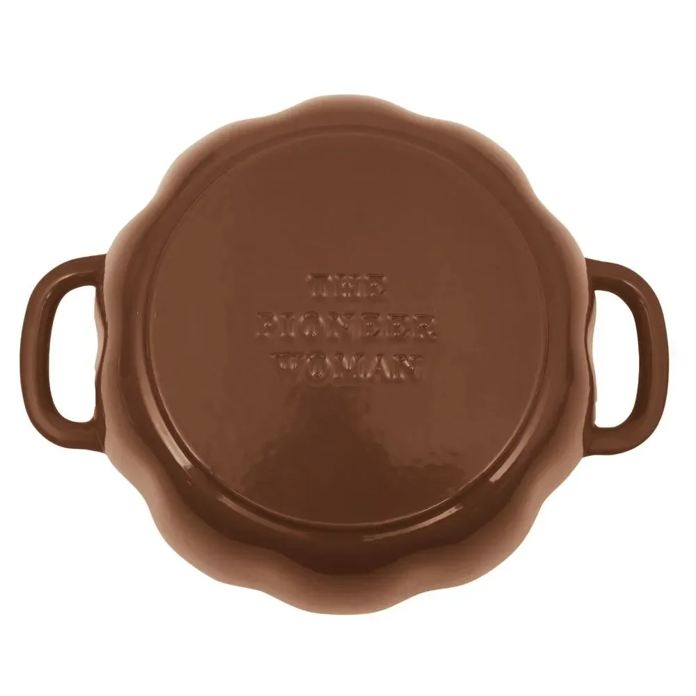 Pioneer Woman Pumpkin Enameled Cast Iron Dutch Oven Brown Fall Thanksgiving